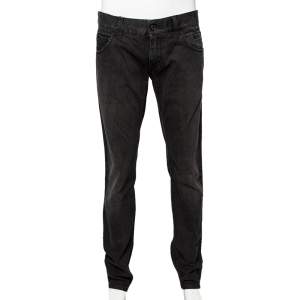 مملوكة مسبقًا بنطلون جينز دولتشي أند غابانا دنيم مغسول داكن رصاصي داكن قصة 12 مقاس كبير (لارج)