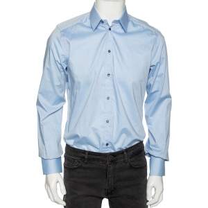 Pre Owned Dolce & Gabbana Light Blue Cotton Button Front Gold Label Shirt M 