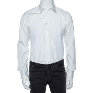 Pre Owned Dolce & Gabbana White Cotton Button Front Gold Label Shirt M 