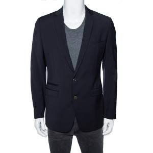 Pre Owned Dolce & Gabbana Navy Blue Wool Single Breasted Brad Blazer M