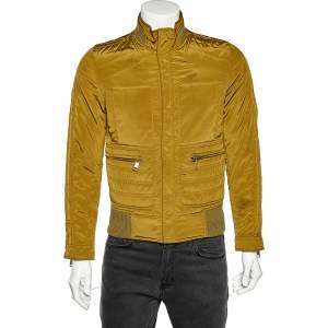 Pre Owned Dolce & Gabbana Olive Green Synthetic Zip Front Jacket XS