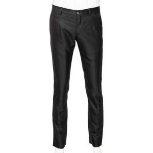 مملوكة مسبقًا Dolce & Gabbana Black Patterned Wool Formal Pants M 