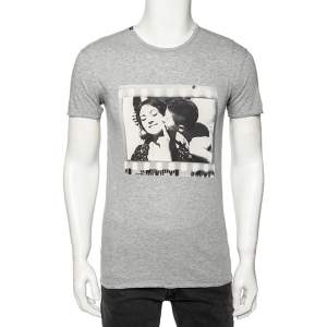 Pre Owned تي شيرت دولتشي أند غابانا قطن رصاصي طبوع مونيكا بيلوسي مقاس صغير جداً (اكس سمول)