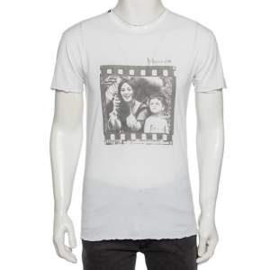 Dolce & Gabbana White Monica Bellucci Printed Cotton Short Sleeve T-Shirt S