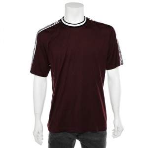 Pre Owned تي شيرت دولتشي أند غابانا رقبة مستديرة تفاصيل شعار علامة تجارية قطن عنابي مقاس كبير