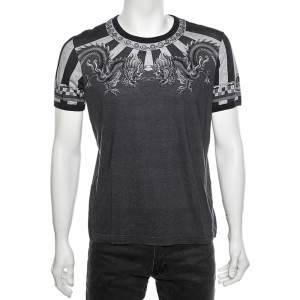 Dolce & Gabbana Grey Dragon Printed Cotton Crewneck T-Shirt L
