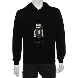 Pre Owned هودي دولتشي أند غابانا قطن تفاصيل أبليك كاوبوي أسود مقاس صغير