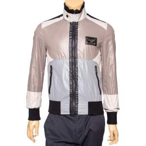 Pre Owned Dolce & Gabbana Colorblock Synthetic & Rib Knit Trimmed Jacket S