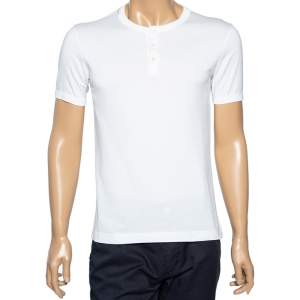 مملوكة مسبقًا تي شيرت دولتشي أند غابانا قطن أبيض بأكمام قصيرة مقاس صغير - سمول