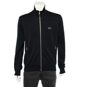 Pre Owned Dolce & Gabbana Black Cotton Knit Zip Front Jacket XL