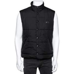 Pre Owned Dolce & Gabbana Black Synthetic Sleeveless Puffer Jacket L