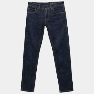 Pre Owned بنطلون جينز دولتشي آند غابانا دنيم أزرق كحلي بتطريز شكل نحلة مقاس صغير - سمول