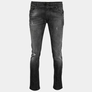 مملوكة مسبقًا بنطلون جينز دولتشي أند غابانا دينم ممزق رصاصي داكن قصة 14 مرن مقاس كبير (لارج)