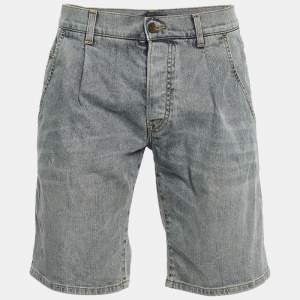 Pre Owned Dolce & Gabbana Indigo Distressed Denim Shorts Waist: 31"