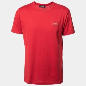 Pre Owned تي شيرت دولتشي أند غابانا قطن أحمر مقاس كبير - لارج