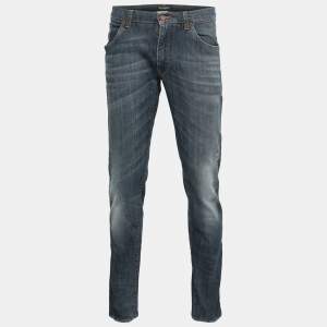 Pre Owned Dolce & Gabbana Steel Blue Distressed Denim 14 Fit Jeans L Waist 36"
