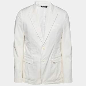 Pre Owned Dolce & Gabbana Off White Cotton Single Breasted Blazer XL