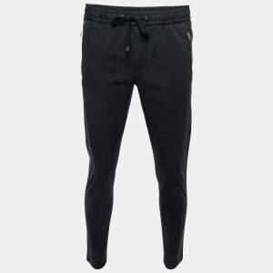 Pre Owned Dolce & Gabbana Black Cotton Jogger Pants S Waist 28"