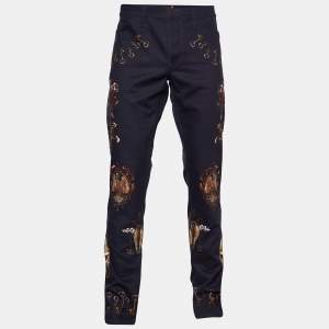 مملوكة مسبقًا Dolce & Gabbana Navy Blue Key Printed Denim 18 Stretch Jeans  XXL