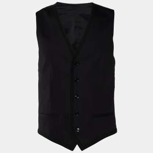 Pre Owned Dolce & Gabbana Black Cotton Trim Detail Vest M