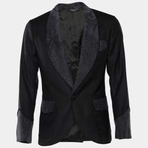 Pre Owned Dolce & Gabbana Black Wool Contrast Detail Blazer M