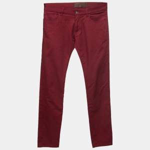 Pre Owned Dolce & Gabbana Burgundy Denim 14 Stretch Jeans L Waist 34"