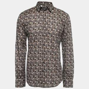 مملوكة مسبقًا Dolce & Gabbana Black Key Print Cotton Button Front Shirt XL
