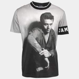 Pre Owned Dolce & Gabbana Grey Cotton James Dean Printed Short Sleeve T-Shirt XL