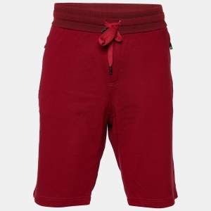 Pre Owned Dolce & Gabbana Burgundy Cotton Knit Shorts XXL