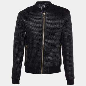 Pre Owned Dolce & Gabbana Black Quilted Synthetic Zip Front Jacket XXL