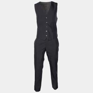 Pre Owned Dolce & Gabbana Grey Wool & Silk Vest & Pants XL