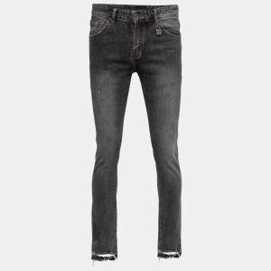 Pre Owned Dolce & Gabbana Grey Distressed Denim Stretch 14 Jeans M Waist 32"