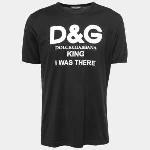 Dolce & Gabbana Black King I Was There Print Cotton T-Shirt L