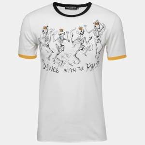 Dolce & Gabbana White Dance With The Price Print Cotton T-Shirt XS