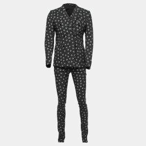Dolce and Gabbana Black Skull Printed Wool 3 Piece SuiT