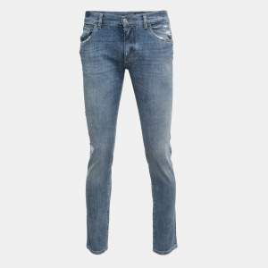 Pre Owned Dolce & Gabbana Blue Distressed Denim Skinny Jeans M Waist 32"