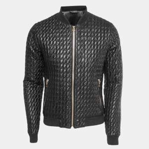 Dolce & Gabbana Black Quilted Nylon Zip Front Bomber Jacket L