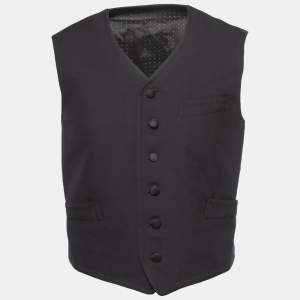 Dolce & Gabbana Black Cotton Twill Waistcoat M