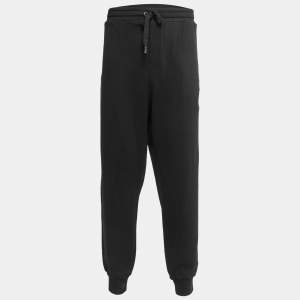 Pre Owned Dolce & Gabbana Black Cotton Knit Logo Embroidered Jogger Pants 5XL