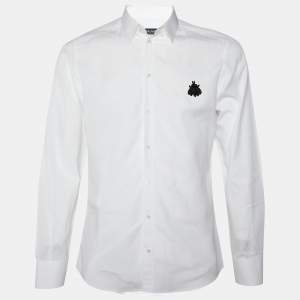 Pre Owned Dolce & Gabbana White Cotton Bee Embellished Shirt L