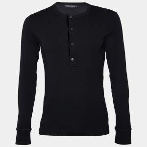 Dolce & Gabbana Black Cotton Knit Long Sleeve T-Shirt S