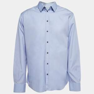 Dolce & Gabbana Blue Cotton Full Sleeve Martini Shirt XL