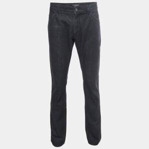 Pre Owned Dolce & Gabbana Black Grey Denim Straight Fit Jeans L Waist 35"