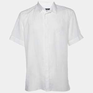 Pre Owned Dolce & Gabbana White Linen Short Sleeve Martini Shirt XXL