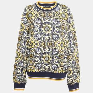 Dolce & Gabbana Multicolor Majolica Printed Cotton Sweatshirt XL