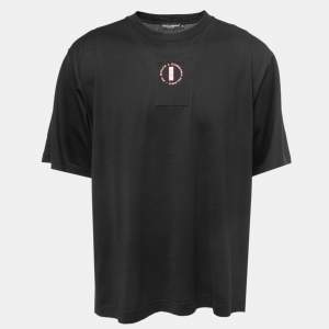 Pre Owned Dolce & Gabbana Black Cotton Logo T-Shirt 2XL