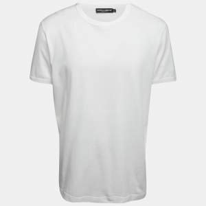 Dolce & Gabbana White Cotton Crew Neck Half Sleeve T-Shirt XL