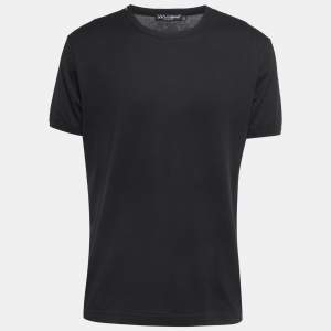 Dolce & Gabbana Black Cotton Crew Neck Half Sleeve T-Shirt XL