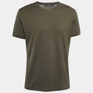 Dolce & Gabbana Military Green Cotton Crew Neck Half Sleeve T-Shirt XXL