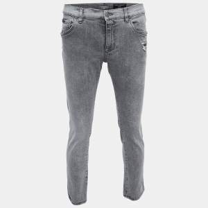 Pre Owned Dolce & Gabbana Grey Denim Slim Fit Jeans L/Waist 35"